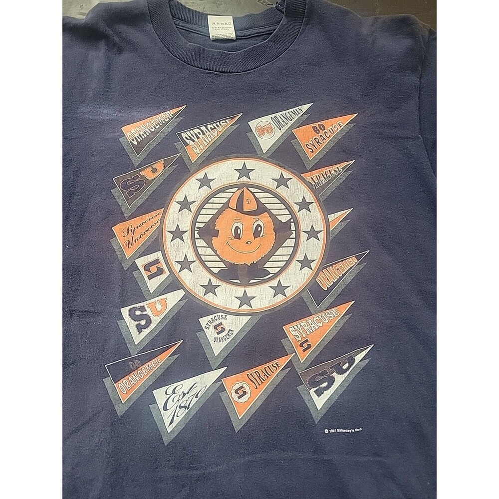 Vtg Syracuse University Orangemen Mascot T-Shirt Large L USA Single Stitch 1991